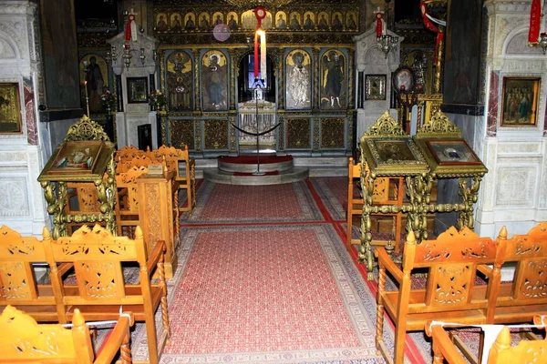 Interior Iglesia Ortodoxa Cristiana Atenas Grecia Mayo 2020 —  Fotos de Stock