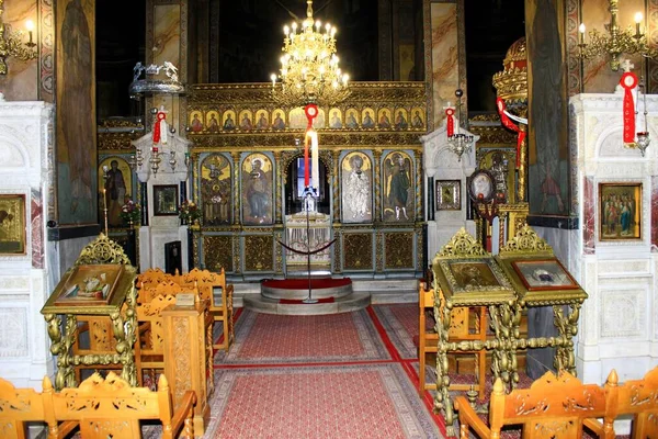 Interior Iglesia Ortodoxa Cristiana Atenas Grecia Mayo 2020 —  Fotos de Stock