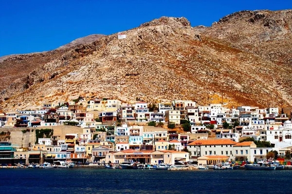 Vista Porto Kalymnos Uma Das Ilhas Dodecaneso Grécia Agosto 2006 — Fotografia de Stock