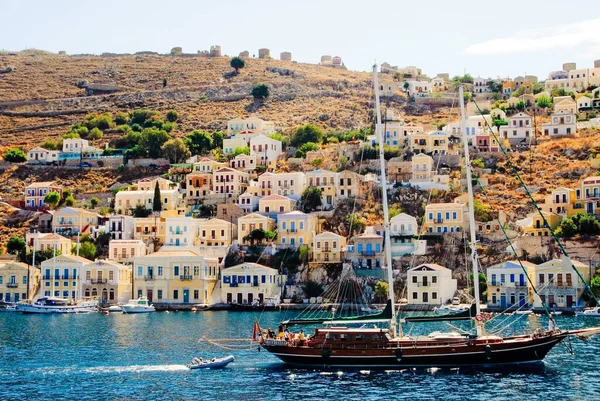 Griechenland Insel Symi Blick Auf Die Stadt Symi — Stockfoto