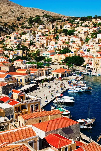 Grecja Wyspa Symi Widok Miasto Symi — Zdjęcie stockowe