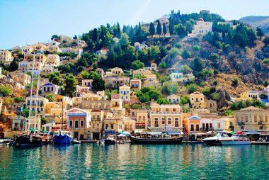 Yunanistan, Symi Adası, Yalos 'ta manzara, Symi Limanı.