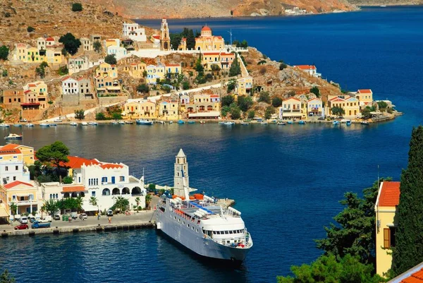 Griechenland Insel Symi Eine Fähre Hafen Von Symi September 2008 — Stockfoto