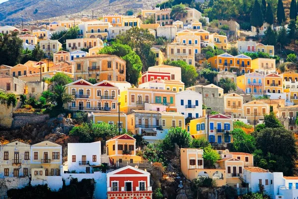 Griechenland Insel Symi Häuser Yalos Dem Hafen Von Symi — Stockfoto