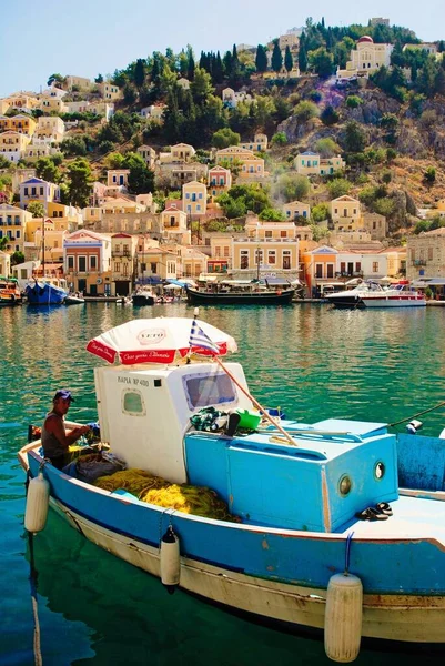 Grèce Île Symi Pittoresque Yalos Port Symi — Photo