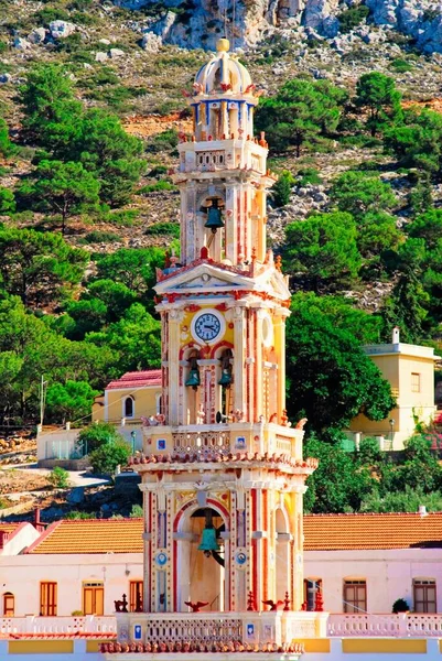 Greece Symi Island View Holy Monastery Archangel Michael Panormitis September — Stock Photo, Image