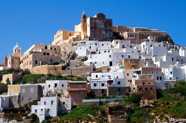 Greece Syros Island View Ano Syros Town Catholic Church Agios — Stock Photo, Image