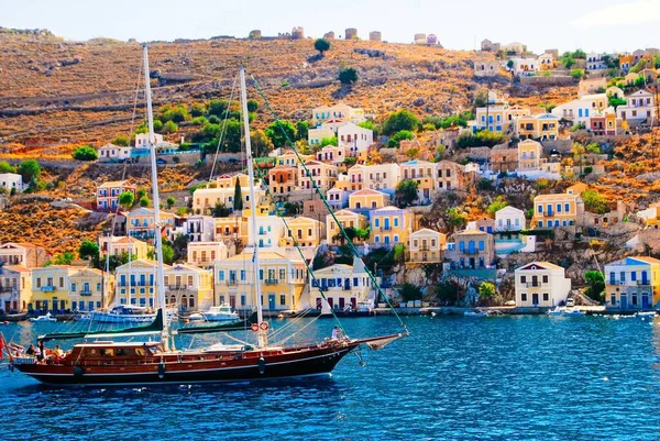 Řecko Ostrov Symi Pohled Město Symi — Stock fotografie
