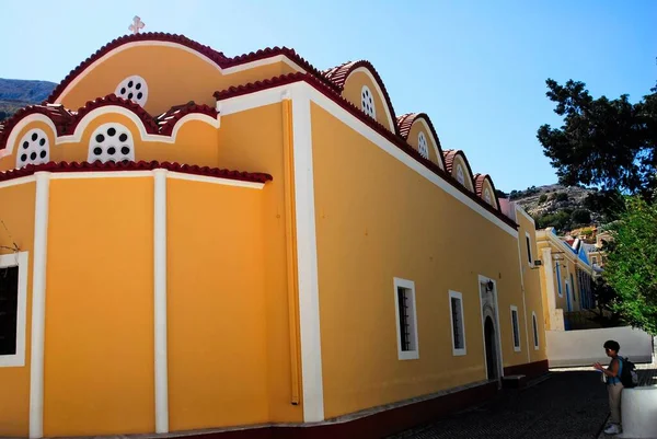 Greece Symi Island View Christian Orthodox Church Agios Ioannis Hora — Stock Photo, Image