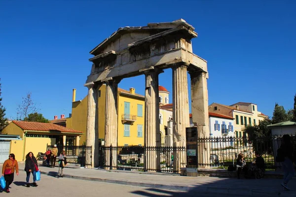 Ruinas Del Ágora Romano Barrio Plaka Atenas Grecia Febrero 2020 — Foto de Stock