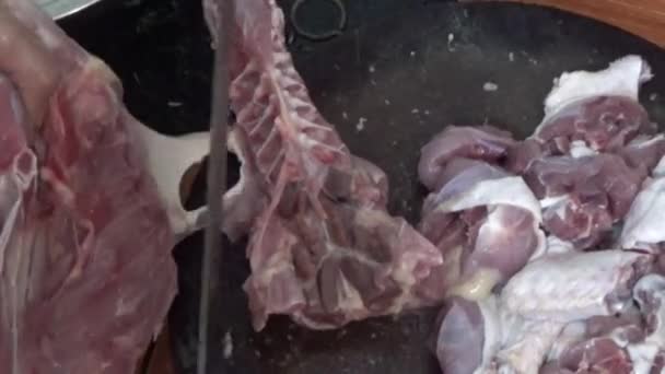 Lavorazione Cottura Piatti Carne Oca — Video Stock