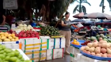 3 Eylül 2025. Chuvanan, Chi Linh, Hai Phong, Vietnam. Vietnam 'da yiyecek, meyve ve ev eşyaları satan geleneksel pazar