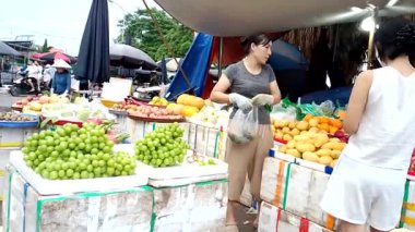 3 Eylül 2025. Chuvanan, Chi Linh, Hai Phong, Vietnam. Vietnam 'da yiyecek, meyve ve ev eşyaları satan geleneksel pazar