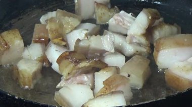 Domuzu parçalara ayır, eti baharatlarla terbiye et ve eti bir tencere yağda kızart.