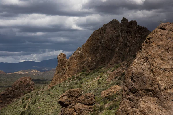 Tempête Ciel Dessus Sentier Boucle Trésor Lost Dutchman State Park — Photo