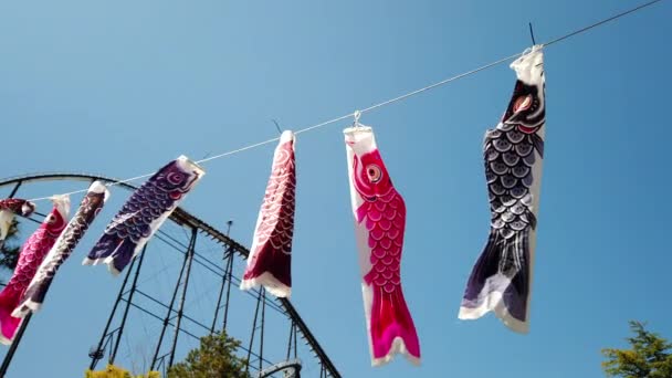 Bandera de peces Koi japonesa — Vídeo de stock