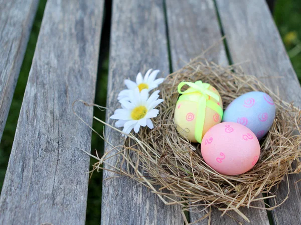 Easter nest with painted eggs