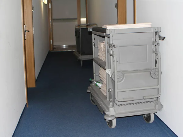 Clean linen trolley at the hotel