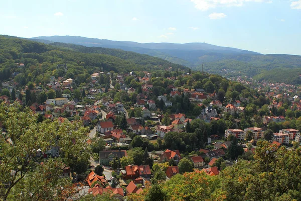 Malowniczej Okolicy Górach Harz Powyżej Miasta Wernigerode Niemczech Kraju Związkowym — Zdjęcie stockowe