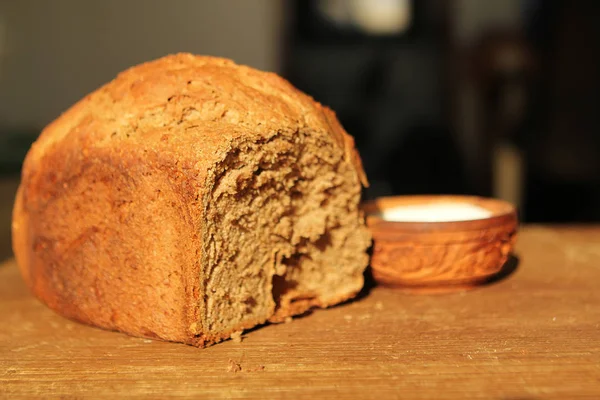 Chléb Sůl Stůl — Stock fotografie