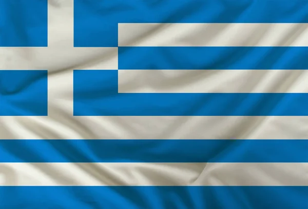 Цвет греческого национального флага на драпированном текстиле, фон — стоковое фото
