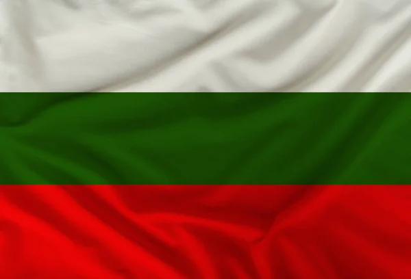 Colore bulgaria bandiera nazionale su tessuto drappeggiato, sfondo — Foto Stock