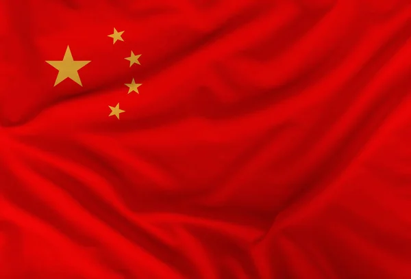 Kolor Chiny flagi narodowej na drapowane tekstylia, tło — Zdjęcie stockowe