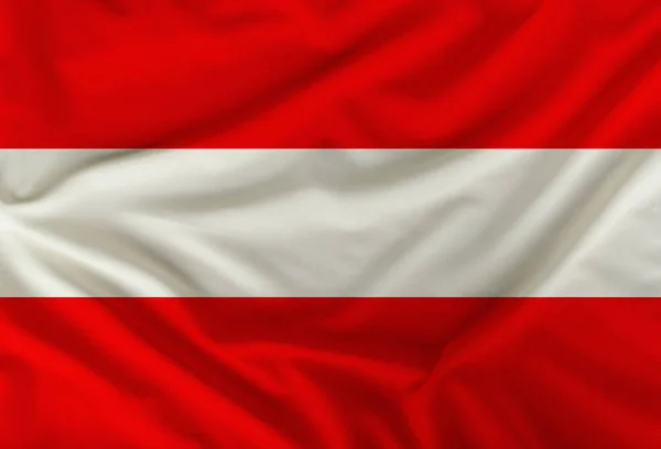 La bandera de color del estado de Austria representada en textiles con pliegues suaves — Foto de Stock