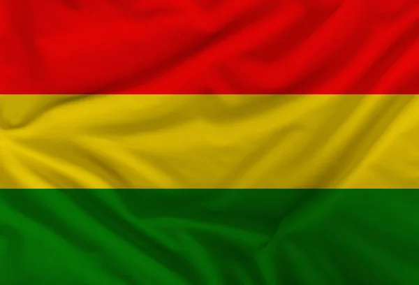 Flaga stanu Boliwia jest przedstawiony na tekstyliów z miękkimi fałdami — Zdjęcie stockowe
