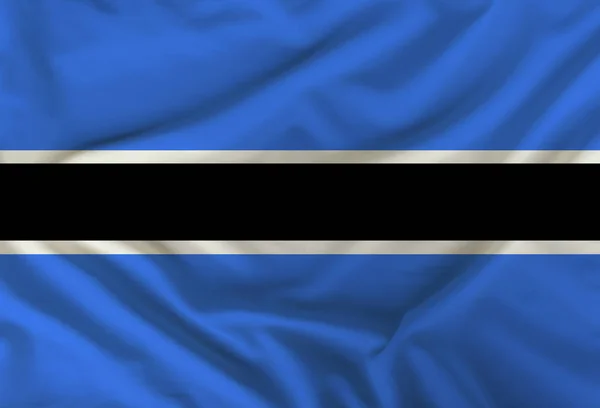 Bandiera Botswana colorata su tessuto con pieghe morbide — Foto Stock