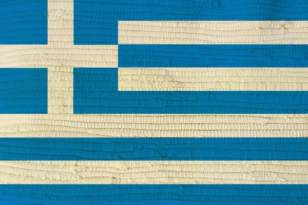 Bandeira do país greece na textura de tela tecida — Fotografia de Stock