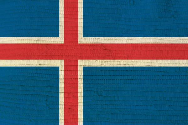 짠 캔버스 질감에 국가 플래그 아이슬란드 — 스톡 사진