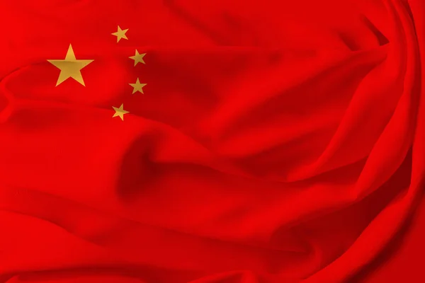Piękna flaga Chińskiej Republiki Ludowej na tkaninie plisowanej — Zdjęcie stockowe