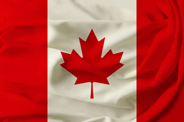 Hermosa bandera canadiense de color en seda plisada —  Fotos de Stock