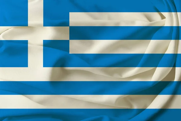Красивий кольоровий грецький прапор на плісированій шовковій тканині — стокове фото