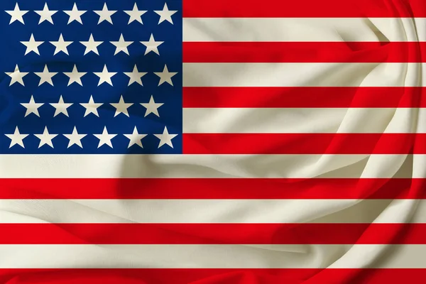 Bela bandeira colorida dos EUA em tecido de seda plissada — Fotografia de Stock