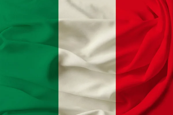 Красивый флаг Италии на плиссированной ткани — стоковое фото