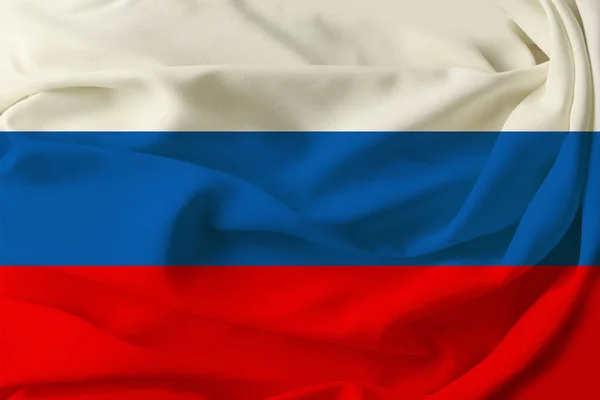 Красивый Цветной Флаг России Плиссированной Шелковой Ткани — стоковое фото