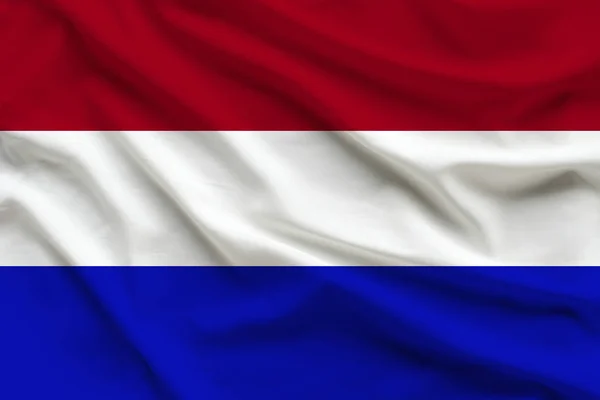 Bandiera nazionale di seta dei Paesi Bassi con pieghe — Foto Stock