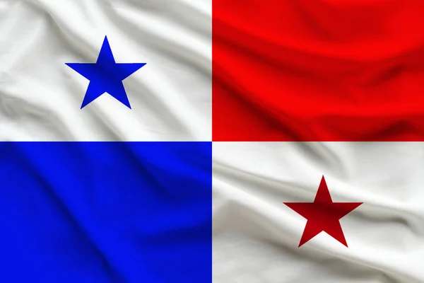 Kıvrımları ile Panama ipek ulusal bayrağı — Stok fotoğraf