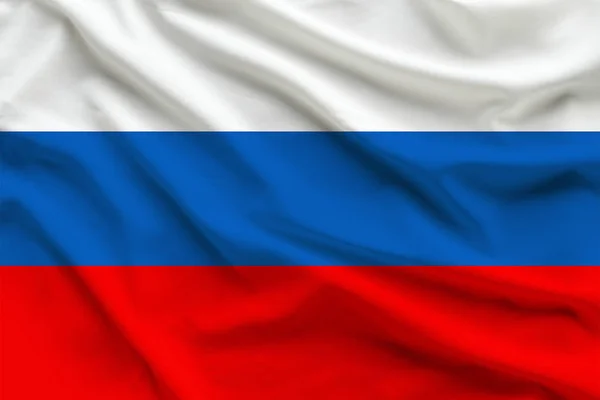 Zijde nationale vlag van Rusland met plooien — Stockfoto