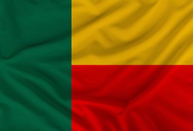 Benin devletinin ulusal renk bayrağı, yumuşak kıvrımlar ile bir ipek kumaş üzerinde tasvir