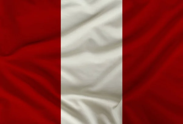 Nationalflagge von Peru auf Seidenstoff mit weichen Falten — Stockfoto