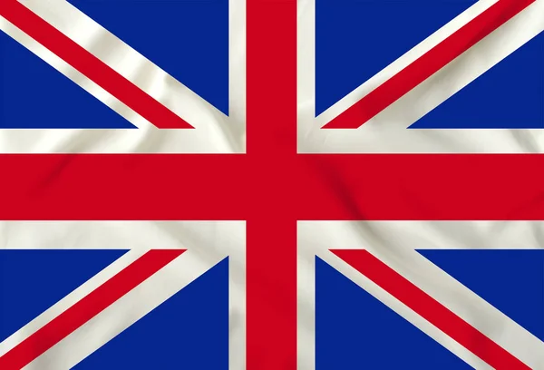 Yumuşak kıvrımlar ile ipek kumaş üzerinde İngiltere ulusal bayrağı — Stok fotoğraf