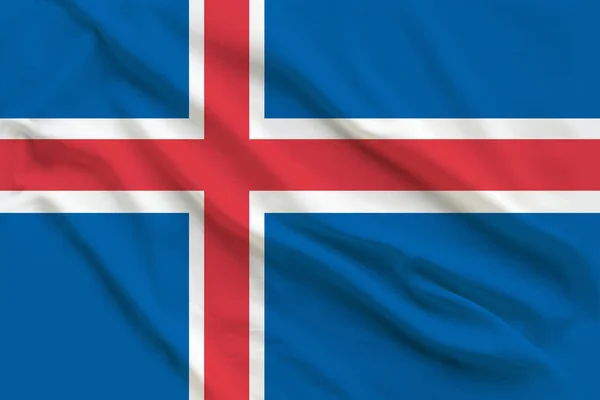 Hermosa bandera de seda del estado de Islandia con pliegues suaves en el viento . — Foto de Stock