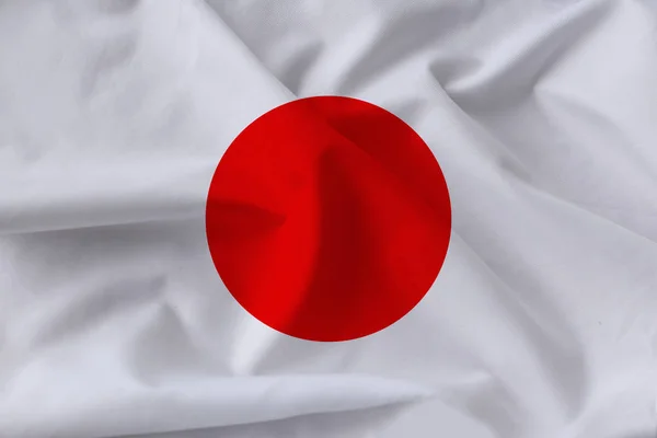 Beautiful silk flag of Japan with soft folds in the wind — Stock Photo, Image