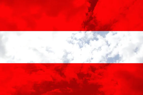 Indah bendera bulu Austria dengan lipatan lembut dalam angin — Stok Foto