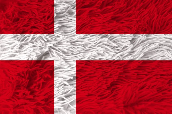 Beau drapeau national du Danemark sur fourrure douce avec plis doux, gros plan, espace de copie — Photo