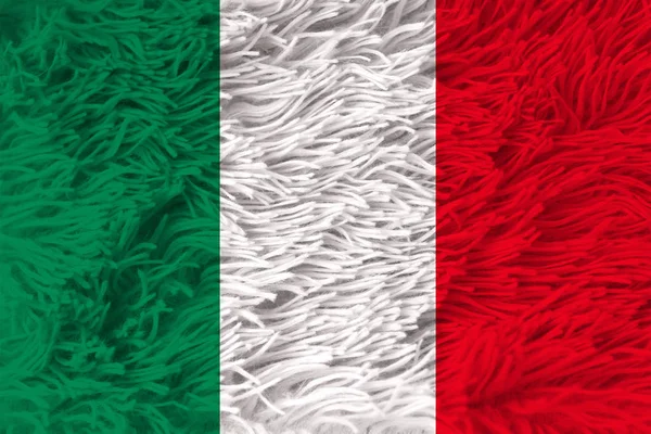 부드러운 주름, 클로즈업, 복사 공간 부드러운 모피에 이탈리아의 아름다운 국기 — 스톡 사진