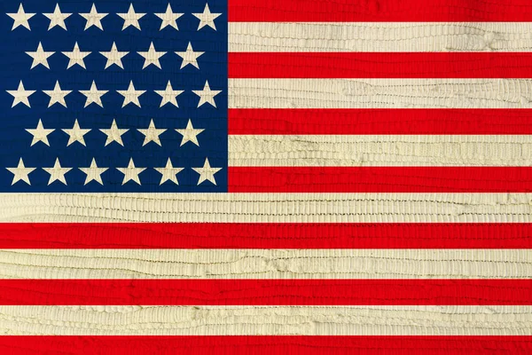 EUA bandeira do país na textura de lona tecida — Fotografia de Stock